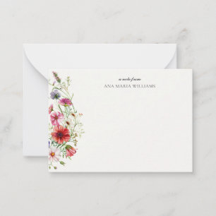 Tarjeta de nota floral moderna personalizada y ele