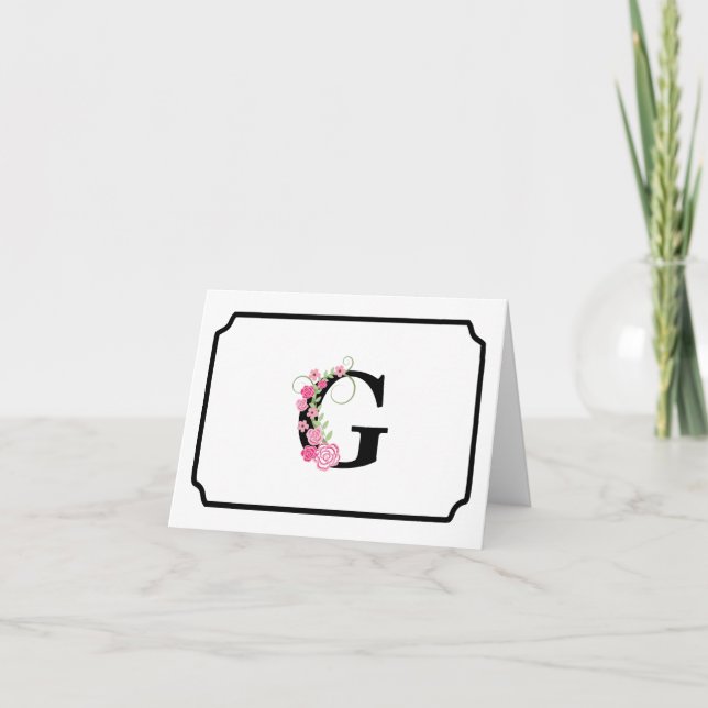 Tarjeta de nota floral Monograma G (Anverso)