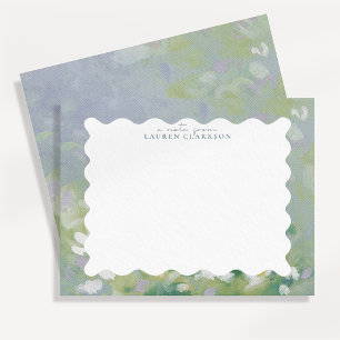 Tarjeta de nota floral ondulada pastel