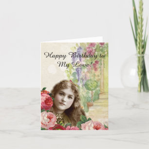 Tarjeta de nota floral para Rosas de col victorian