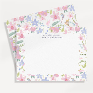 Tarjeta de nota floral pastel caprichosa