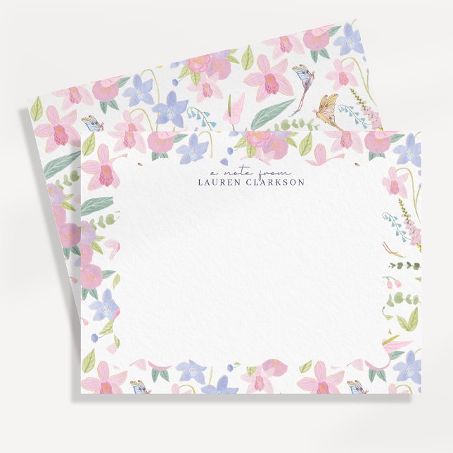Tarjeta de nota floral pastel caprichosa (Subido por el creador)