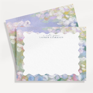 Tarjeta de nota floral pastel elegante ondulada