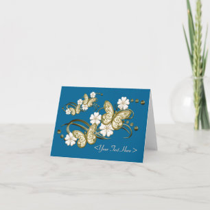 Tarjeta de nota floral personalizada para mariposa