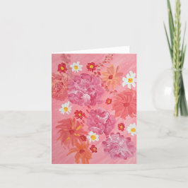 Tarjeta de nota floral Rosa de la puesta del sol
