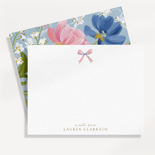 Tarjeta de nota floral rosa pintada
