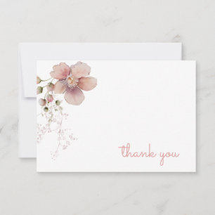 Tarjeta de nota floral rosa vintage gracias