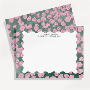 tarjeta de nota floral rosa y verde caprichosa