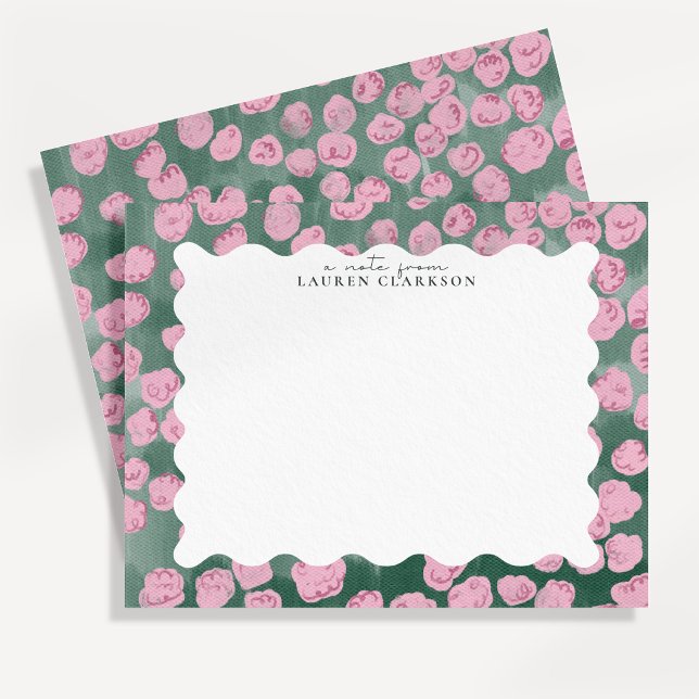 tarjeta de nota floral rosa y verde caprichosa (Subido por el creador)