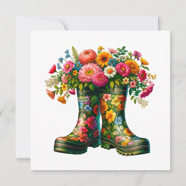 Tarjeta de nota floral y arte al cuadro (Anverso)