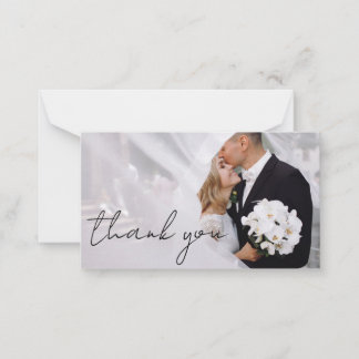 tarjeta de nota fotográfica de boda de script mode
