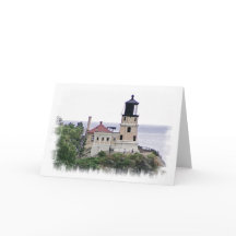 Tarjeta de nota fotográfica sobre el faro de rock