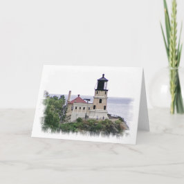 Tarjeta de nota fotográfica sobre el faro de rock