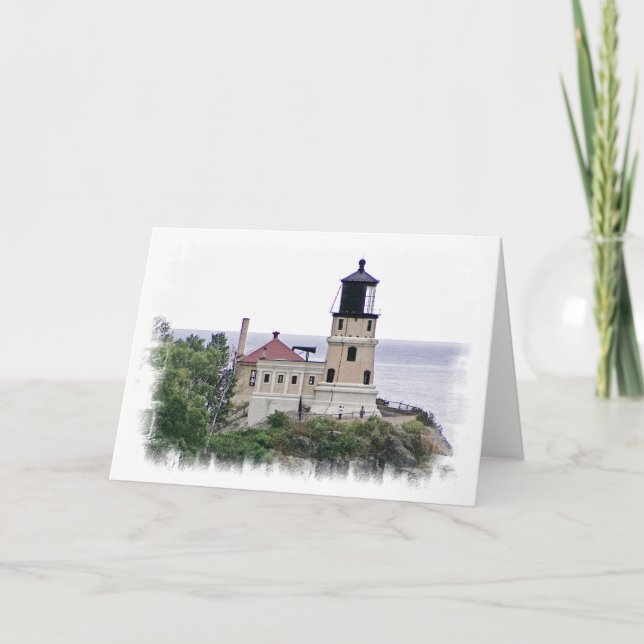 Tarjeta de nota fotográfica sobre el faro de rock  (Anverso)