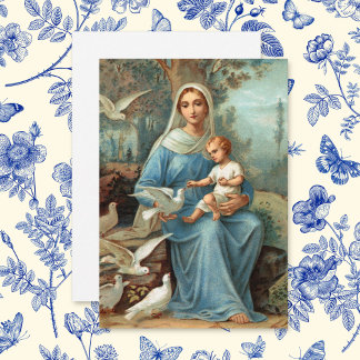 Tarjeta de nota francesa Blue Madonna