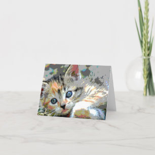 Tarjeta de nota gatita abstracta