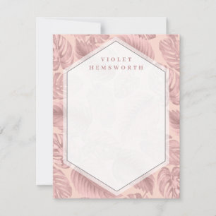 Tarjeta de nota geométrica tropical rosa
