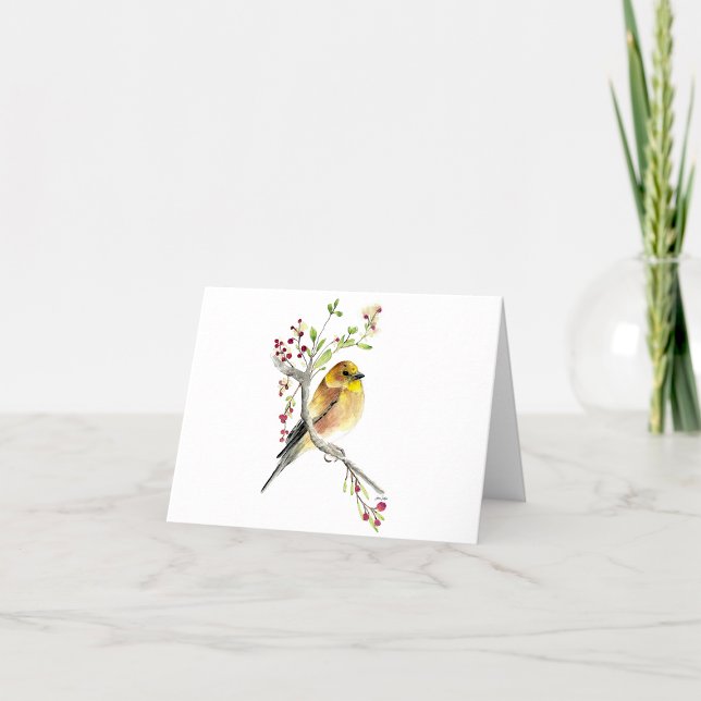 Tarjeta de nota Goldfinch Beautiful Watercolor (Beautiful Watercolor Goldfinch Blank Note Cards from Jenn Steffen Art)