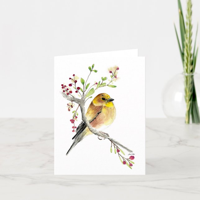 Tarjeta de nota Goldfinch Beautiful Watercolor (Beautiful Goldfinch Watercolor Blank Note Cards from Jenn Steffen Art)
