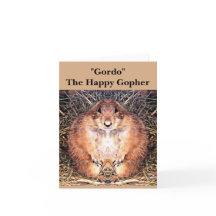 Tarjeta de nota "Gordo" el Gopher feliz