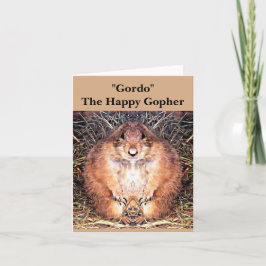 Tarjeta de nota "Gordo" el Gopher feliz