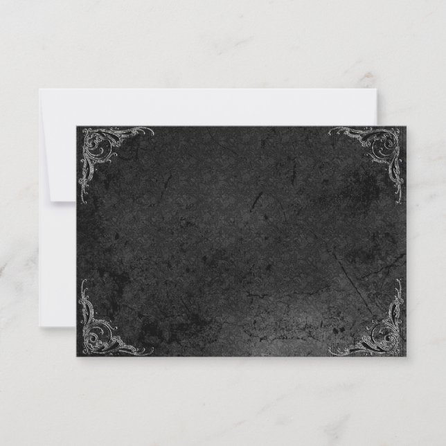 Tarjeta de nota gótica grunge Rosa Damask (Anverso)