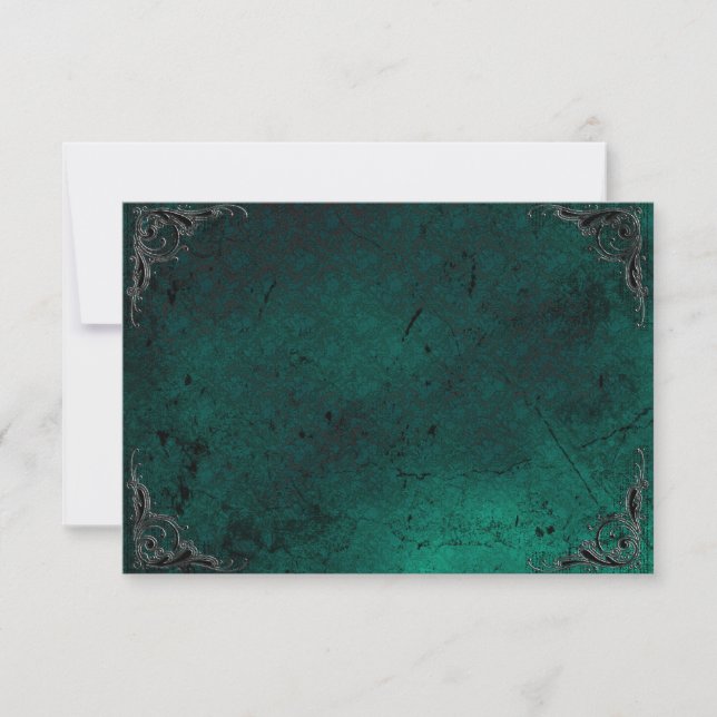 Tarjeta de nota gótica grunge Rosa Damask (Anverso)