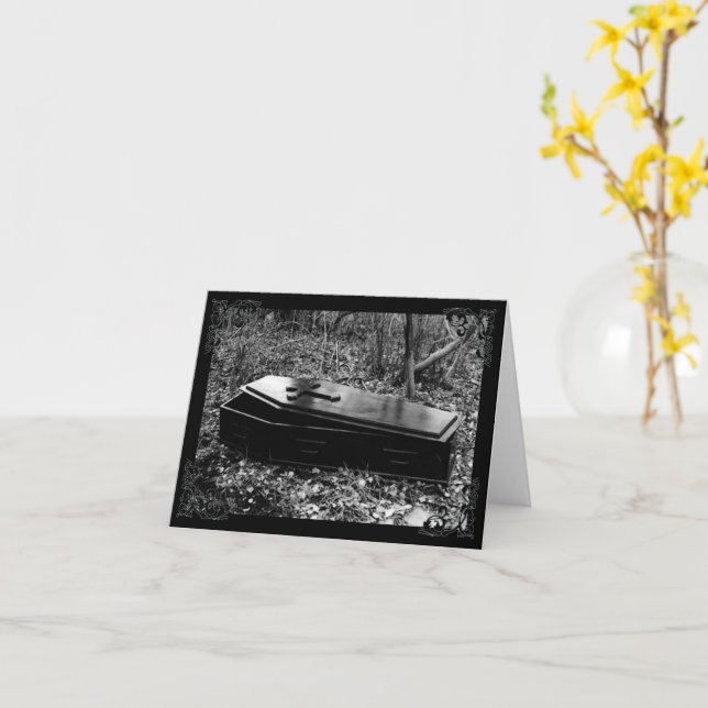 Tarjeta de nota gótica victoriana del antiguo ataú (flor amarilla)