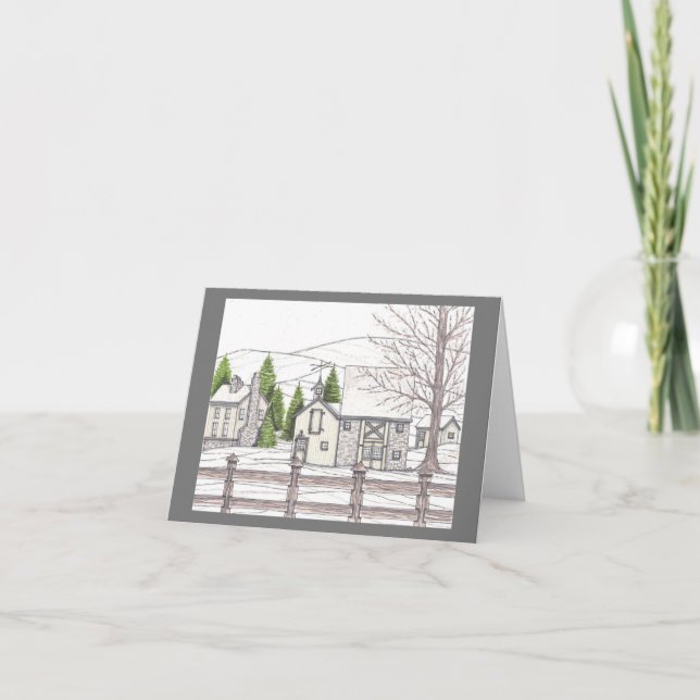 Tarjeta de nota gris de la granja de piedra (Anverso)