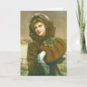 Tarjeta de nota hermosa del navidad de la mujer