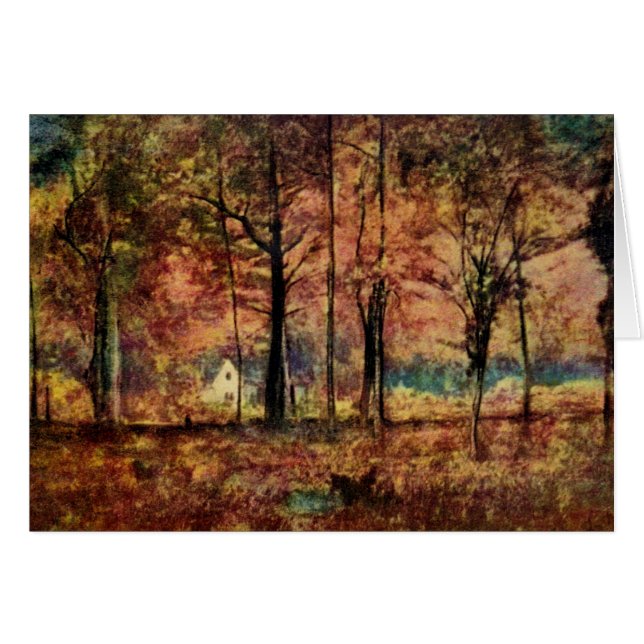 Tarjeta de nota House in Autumn Meadow (Anverso (Horizontal))