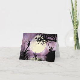 Tarjeta de nota iluminada por la luna de hadas de