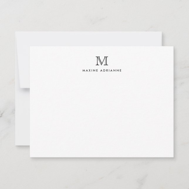 Tarjeta de nota inicial de monograma moderno simpl (Anverso)