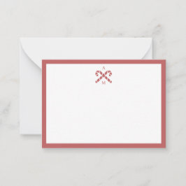 Tarjeta de nota inicial personalizada roja de bast