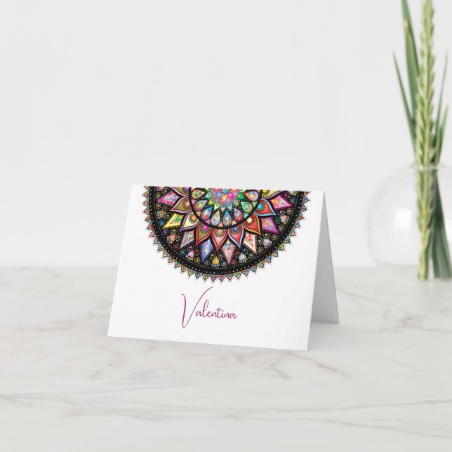 Tarjeta de nota inspirada en Mandala, India (Anverso)