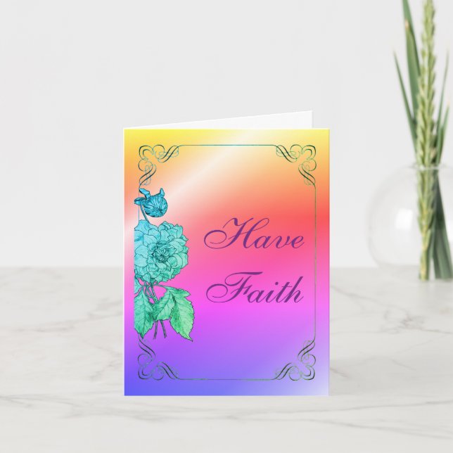 Tarjeta de nota Inspiradora de Have Faith Peony Ar (Anverso)