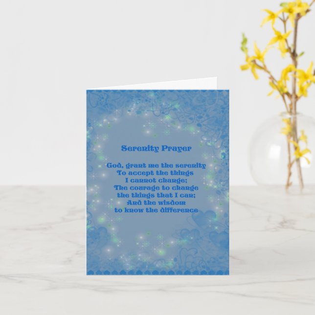 Tarjeta de nota Inspiradora de Serenity Prayer Blu (flor amarilla)