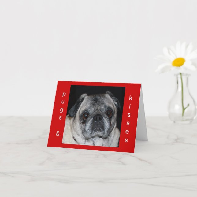 Tarjeta de nota inspiradora Pugs & Kisses (Planta pequeña)