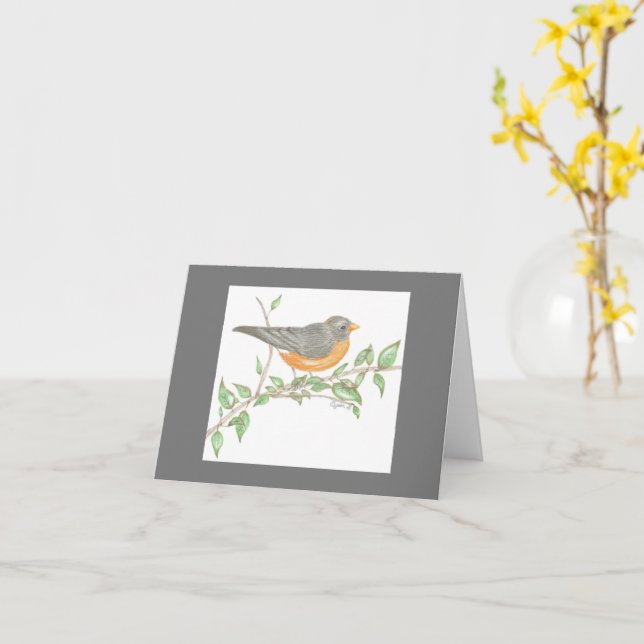 Tarjeta de nota Inspiradora Robin (flor amarilla)