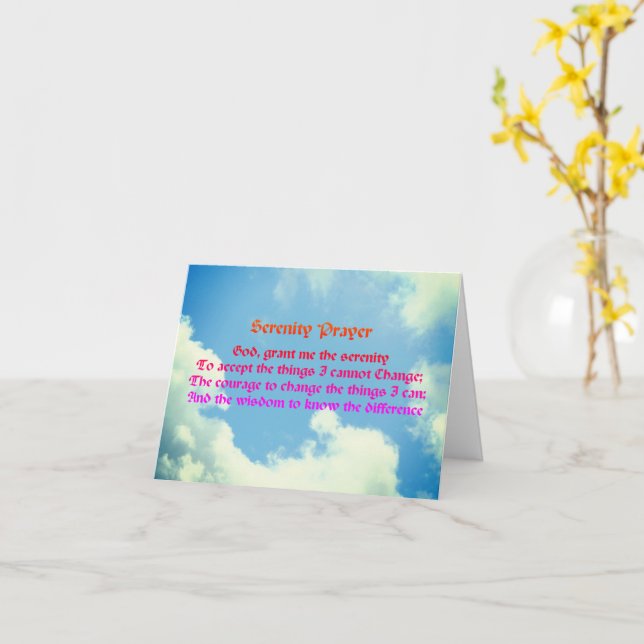Tarjeta de nota Inspiradora Serenity Prayer Blue S (flor amarilla)