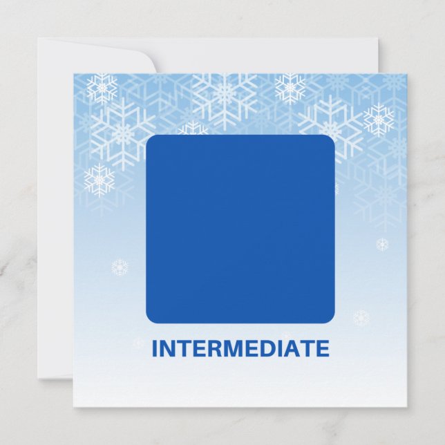 Tarjeta de nota intermedia para esquiar azul cuadr (Anverso)