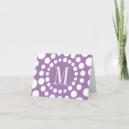 Tarjeta de nota interna Monograma morado en blanco