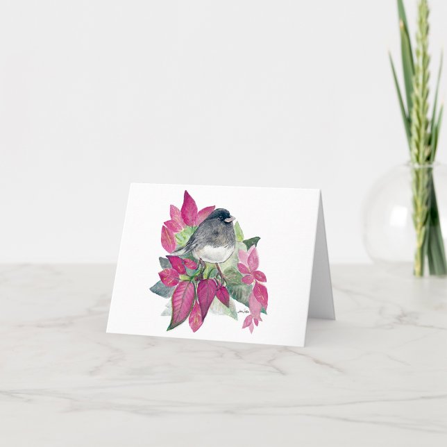 Tarjeta de nota Junco Beautiful Watercolor (Beautiful Watercolor Colored Pencil Dark Eyed Junco Blank Note Cards from Jenn Steffen Art)