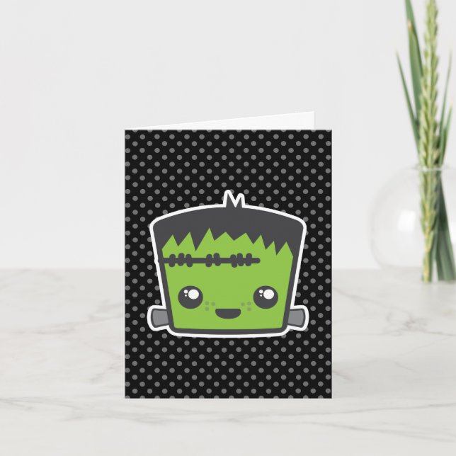 Tarjeta de nota Kawaii Frankenstein (Anverso)