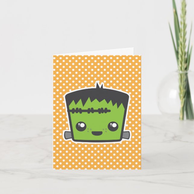 Tarjeta de nota Kawaii Frankenstein (Anverso)