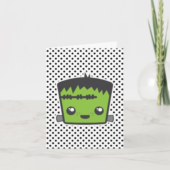 Tarjeta de nota Kawaii Frankenstein (Anverso)