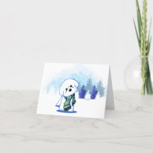 Tarjeta de nota KiniArt Winter Bichon Frise