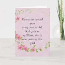 Tarjeta de nota "La hermana es especial"