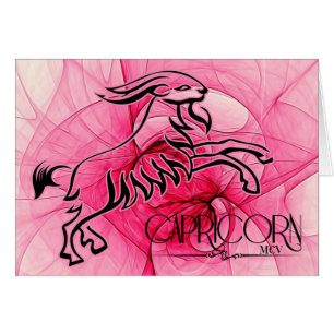 Tarjeta de nota Lady Capricorn Pink Zodiac Blank