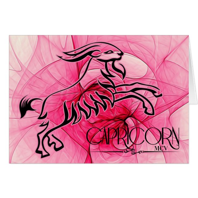 Tarjeta de nota Lady Capricorn Pink Zodiac Blank (Anverso (Horizontal))